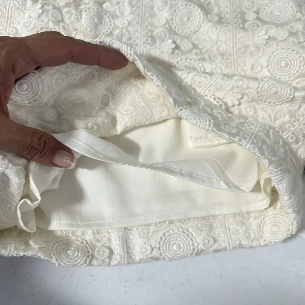 NWT Alice + Olivia Silk Lace Lined Shorts Size 6 Paula Ivory Bridal Bachelorette - Picture 9 of 14